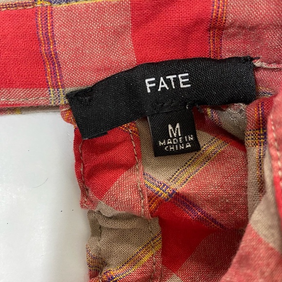 Fate Open Tie Back Top Red/Light Brown Plaid Long Sleeve Size M - Picture 13 of 13